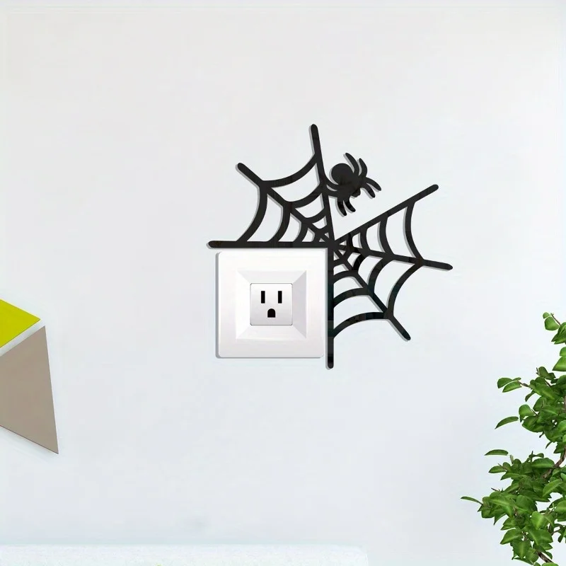 2D Spider Halloween Acrylic Outlet Cover - Creative Flat Socket Wall Decor