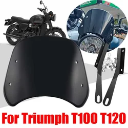 For Triumph Bonneville T100 T120 T 100 120 Motorcycle Accessories Retro Windscreen Windshield Wind Screen Deflector Cover Guard