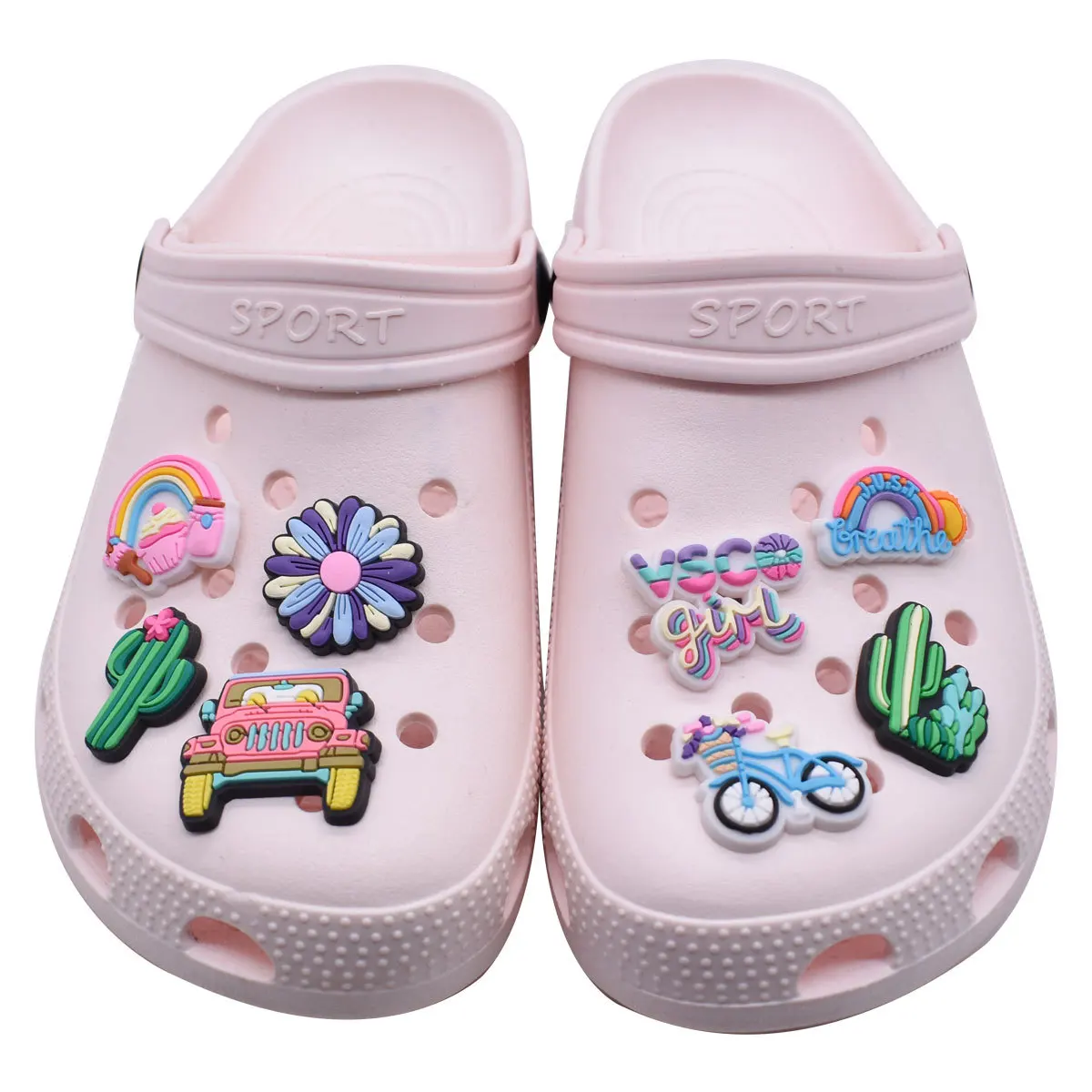 Letnie buty plażowe Charms Pin dekoracje dla Crocs akcesoria Charms drewniaki slajdy sandały pcv ozdoby do butów Party prezenty