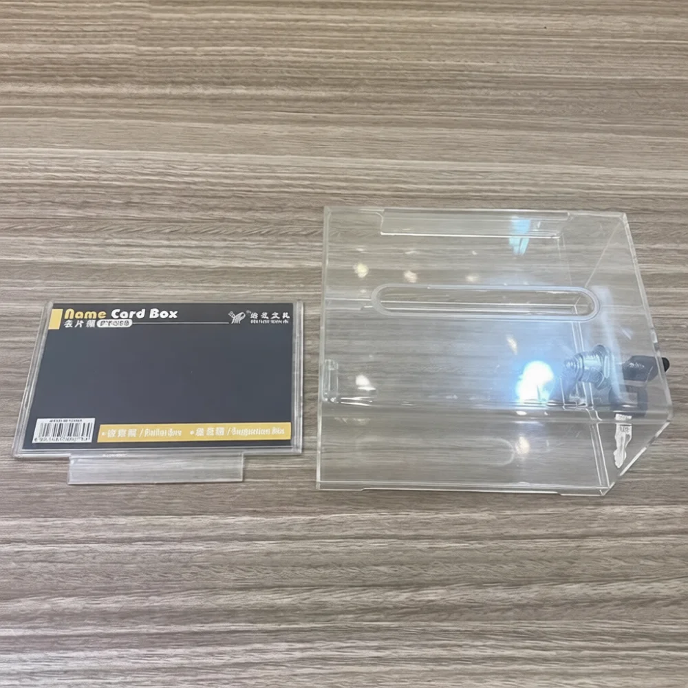 Lockable Clear Acrylic Name Card Organizer Desktop Display Container Case For Office Business Promotion Collectible