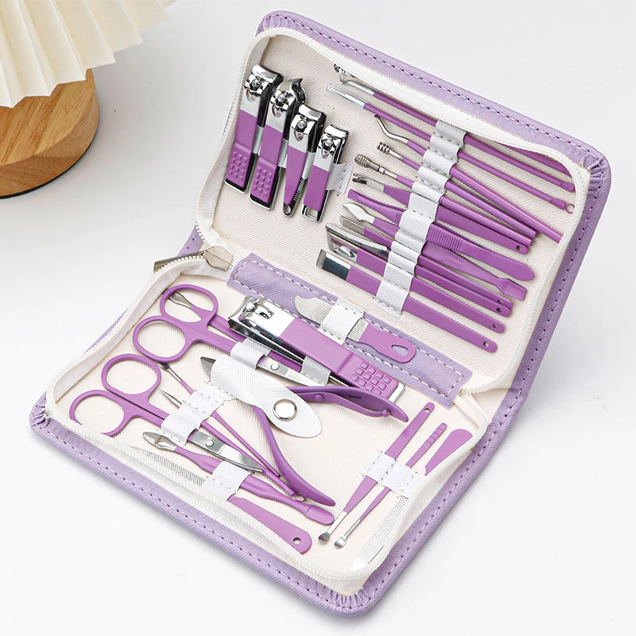 Kit manicure 30 in 1 Set tagliaunghie professionale Set manicure Kit unghie per donna Uomo Acciaio inossidabile con custodia da viaggio