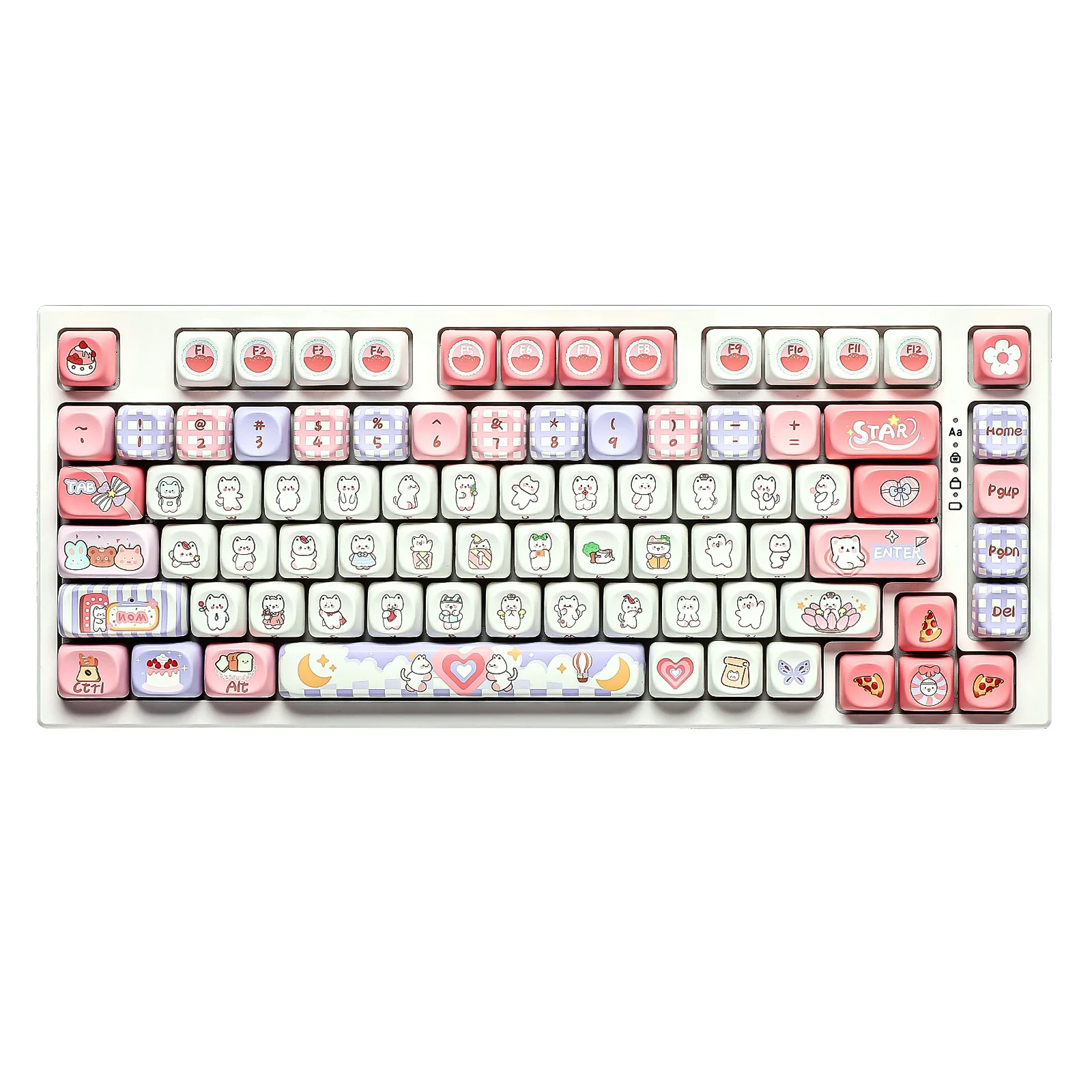 YUNZII Party Keycaps, MOA Profile Dye Sub PBT Keycap Set, Lovely 141 Full Keys for MX Switches Mechanical Gaming Keyboard