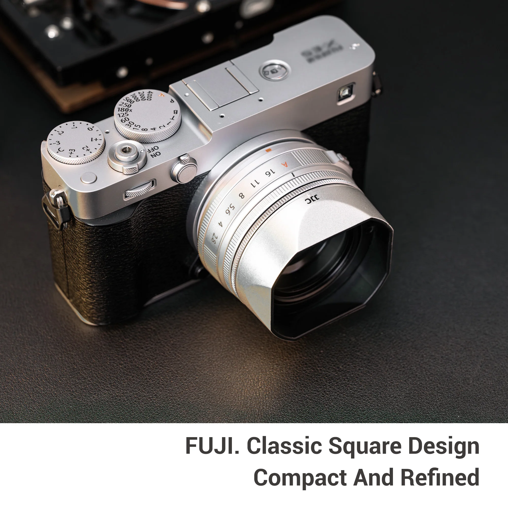 JJC Camera Square Lens Hood Shade with Adapter Ring for Fujifilm X