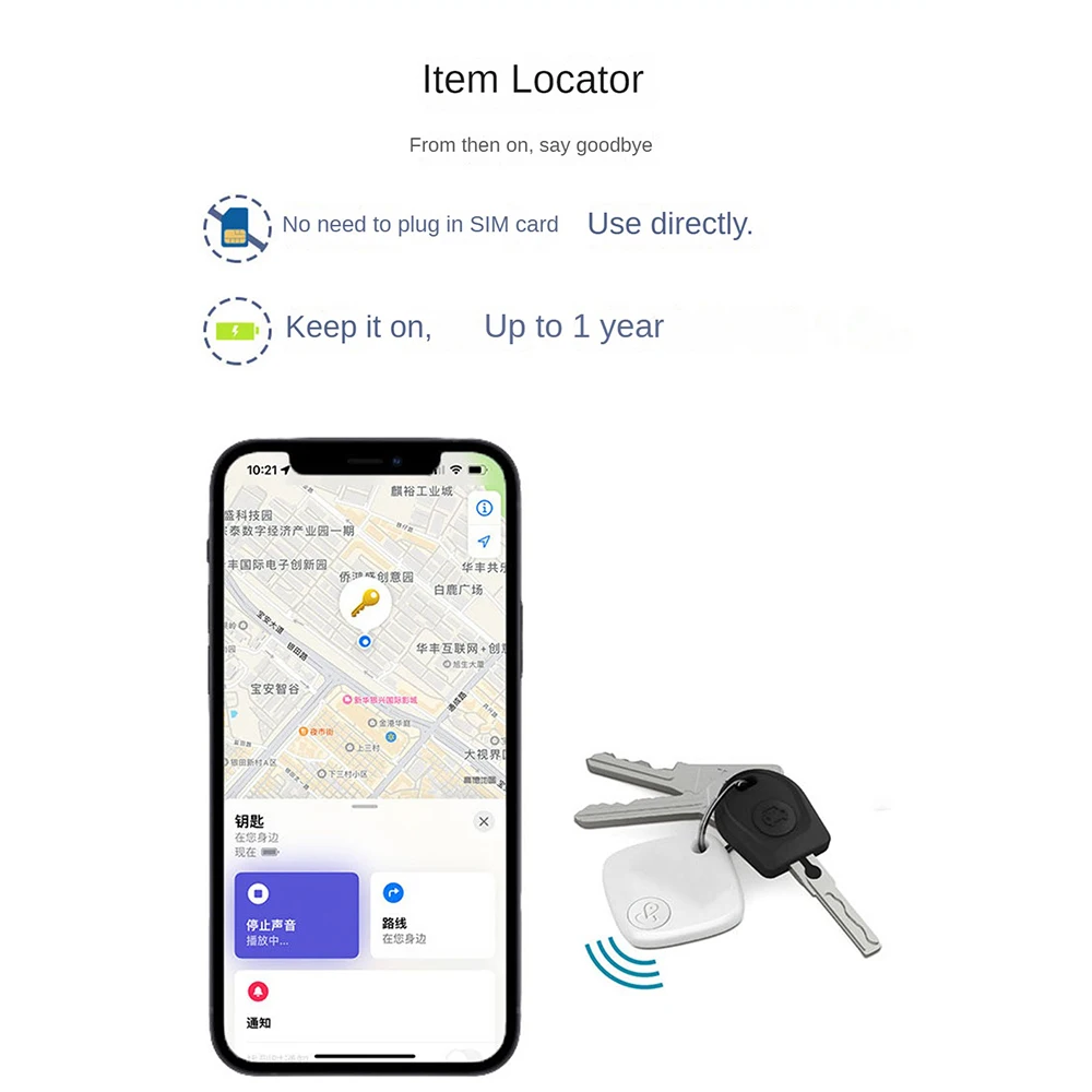 Localizador GPS com Posicionamento Global, Rastreador Inteligente, Dispositivo de Alarme Anti-perdido, Mini Finder, Funciona com MFI Find My APP