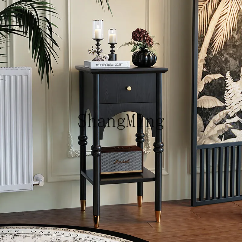 FG retro entrance cabinet solid wood flower stand medieval home living room sofa partition shelf entrance table