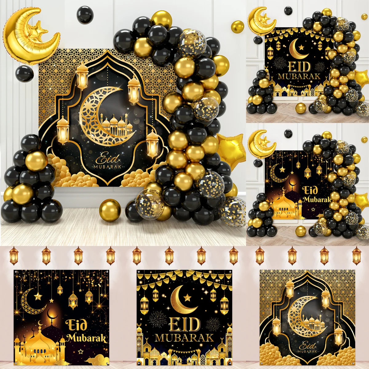 Ramadan Mubarak balon tło 2024 Eid Mubarak Ramadan Kareem dekoracje balony muzułmański islamski imprezę festiwalową