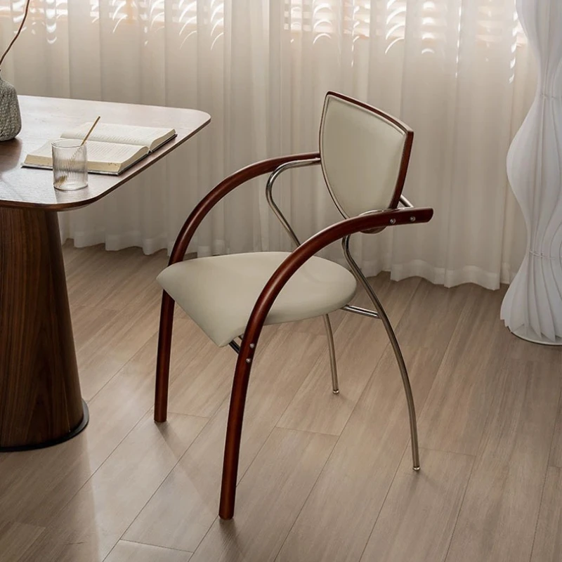 

Minimalist household light luxury solid wood dining table and chairs Internet celebrity backrest living room armrest chair