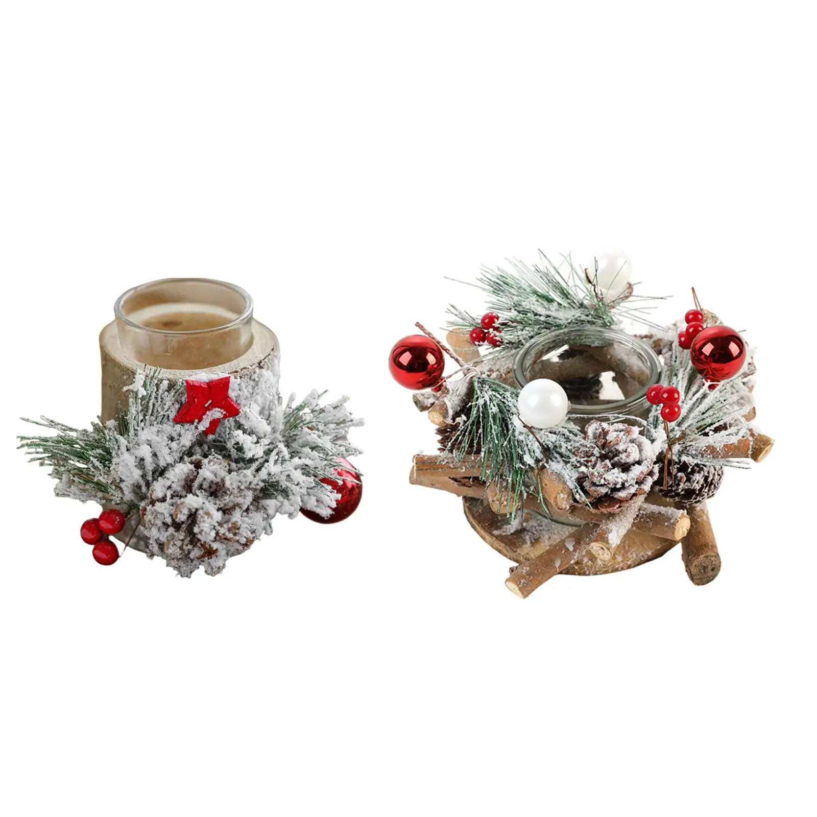 Glass Tealight Holder Xmas Decoration Christmas Candle Holder Xmas Candlestick for Club Hotel Dining Room Fireplace Farmhouse