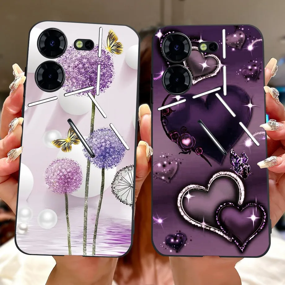 لينة ماتي سيليكون الغطاء الخلفي ل Tecno Pova 5 برو 5 جرام LH8n جراب هاتف الرخام القوطية نمط زوجين الكرتون كابا ل Pova5 5 برو