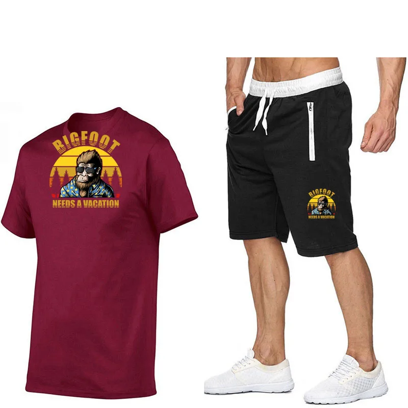 Cotton Shorts Sets Men Two Pieces Set Men Sweatsuit Summer Cotton Tshirt Short Sets Jogging Set Man Sport Suit Jogger Sportswear