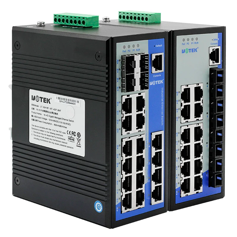 

UOTEK 20-портовый гигабитный SFP управляемый Ethernet-коммутатор с поддержкой управления потоком IEEE802.3x VLAN QoS SNMP UT-62416F-16T-4GP-BNF