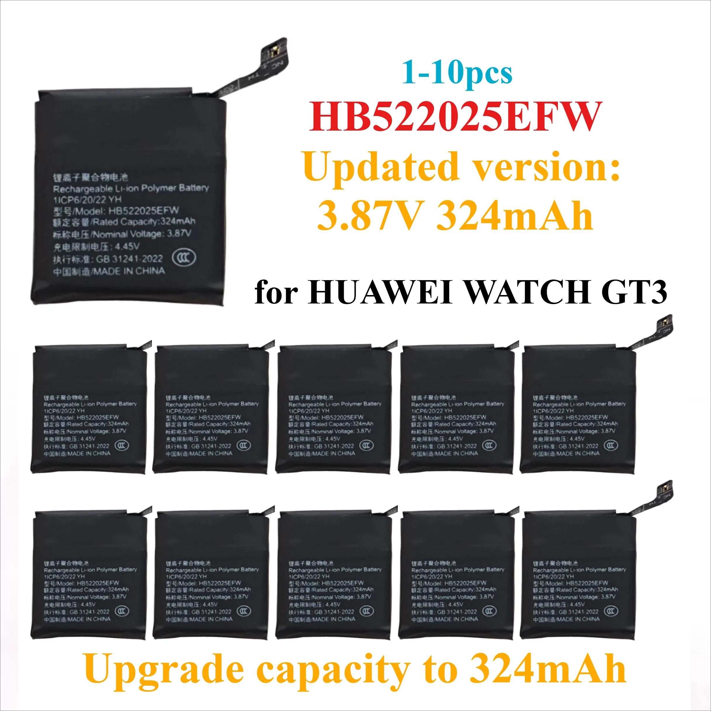 1-10pcs HB522025EFW updated 324mAh for HUAWEI WATCH GT3 42mm/MIL-B19 HB522025EFW Integrated Circuit Chip