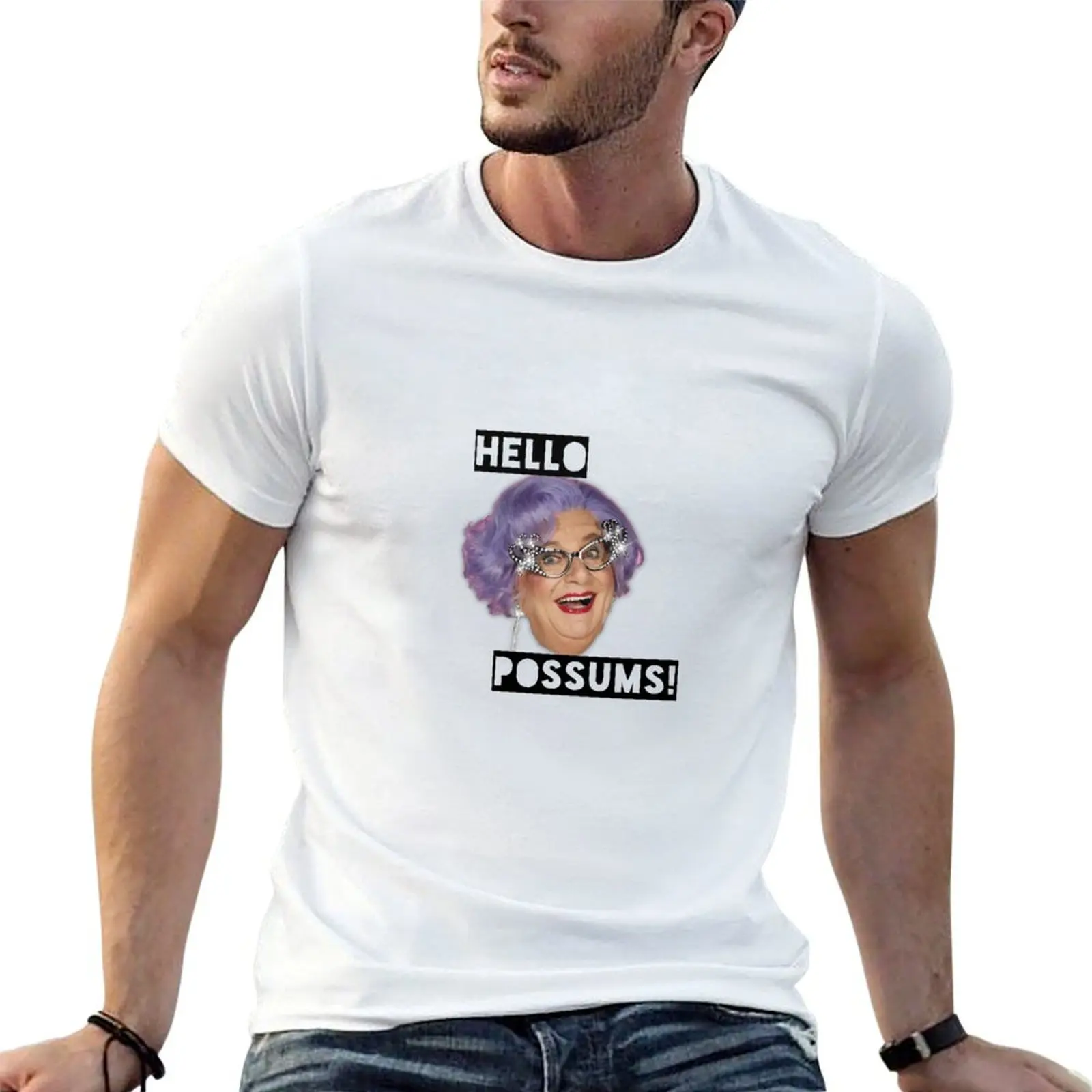 Dame Edna - Hello Possums! T-Shirt Relaxed Casual Short Sleeve Tee