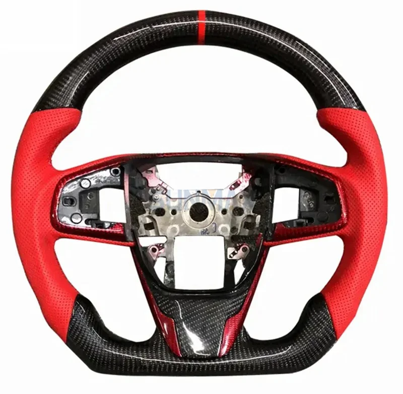 Custom Carbon Car Steering Wheel Fit for Honda Civic 10th Generation Steering Wheel Carbon Fiber Forged Black Steering Wheel
