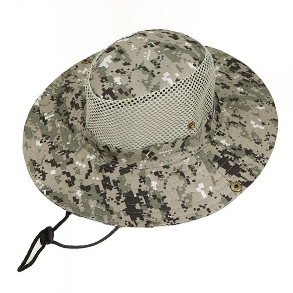 Outdoor Breathable Mesh Camouflage Bucket Hat Sun Fishing Hiking Cap Боевая шляпа