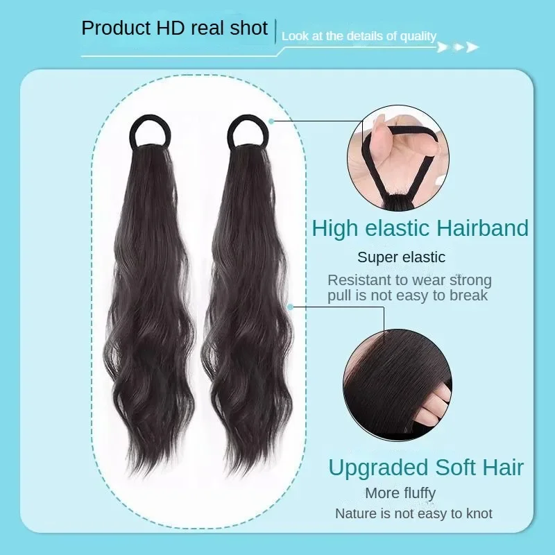 Hair Extensions Pony Tail Ponitail Hair Extension Sweet Woman Black Slightly Curly Ponytail Extension Long Heat-resistant Wig
