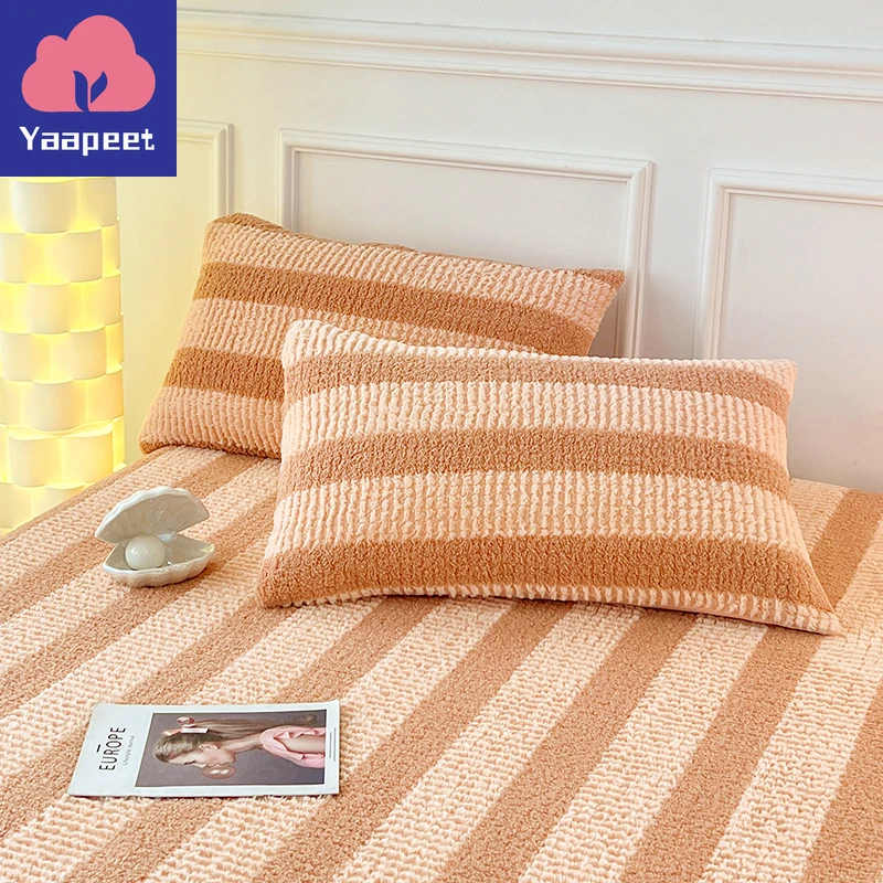 

Plush Pillowcases Warm Pillowslip 2pcs Pillow Cover capa de almofada Stripe Style Pillows Cases 48x74cm Cushion Cover