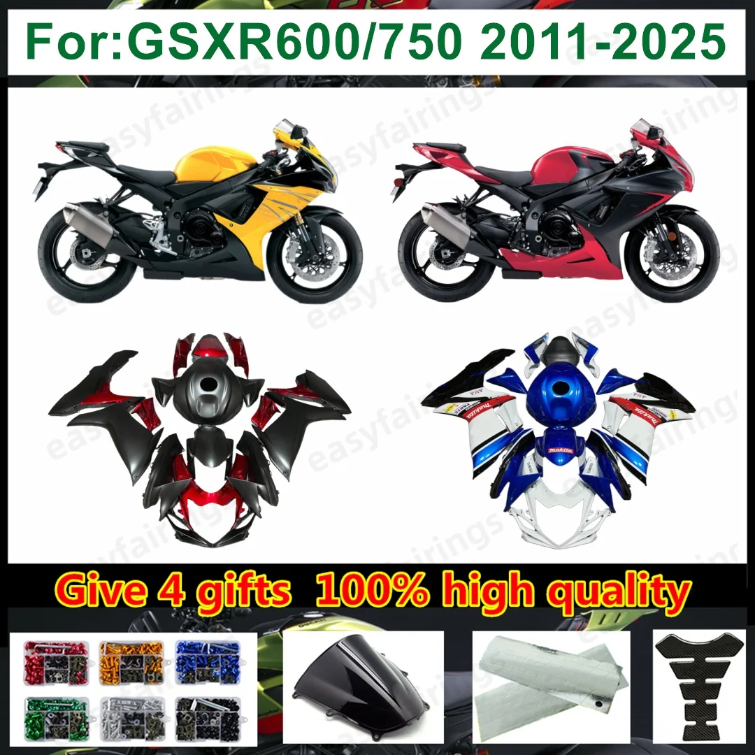 Motorcycle Full Fairing Set Injection ABS Bodywork Aftermarket for GSXR600 GSXR750 2011-2026 K11 Pre-Drilled Complete Kit