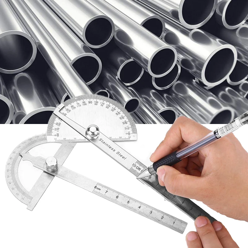 

180°Stainless Steel Guage Goniometer Angle Meter Measure Protractor Ruler Metal Finder Woodworking Measurement Tool