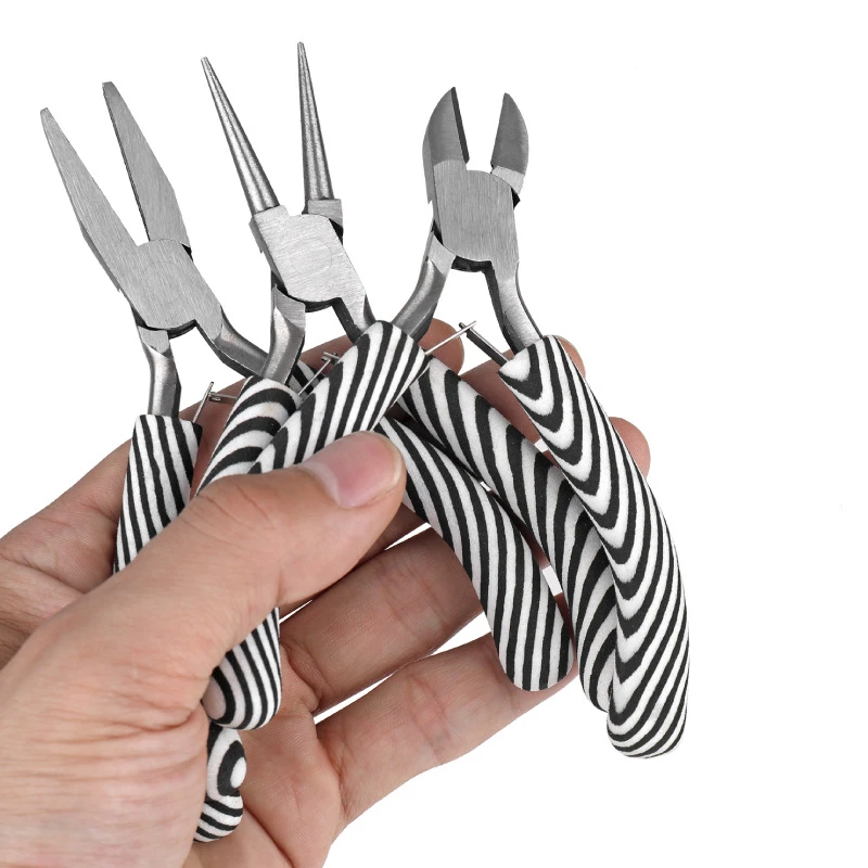 

Handmade Combination Set of Jewelry, Mini Pliers, Tweezers, DIY Jewelry Craftsmanship, Zebra Pattern Household Tools