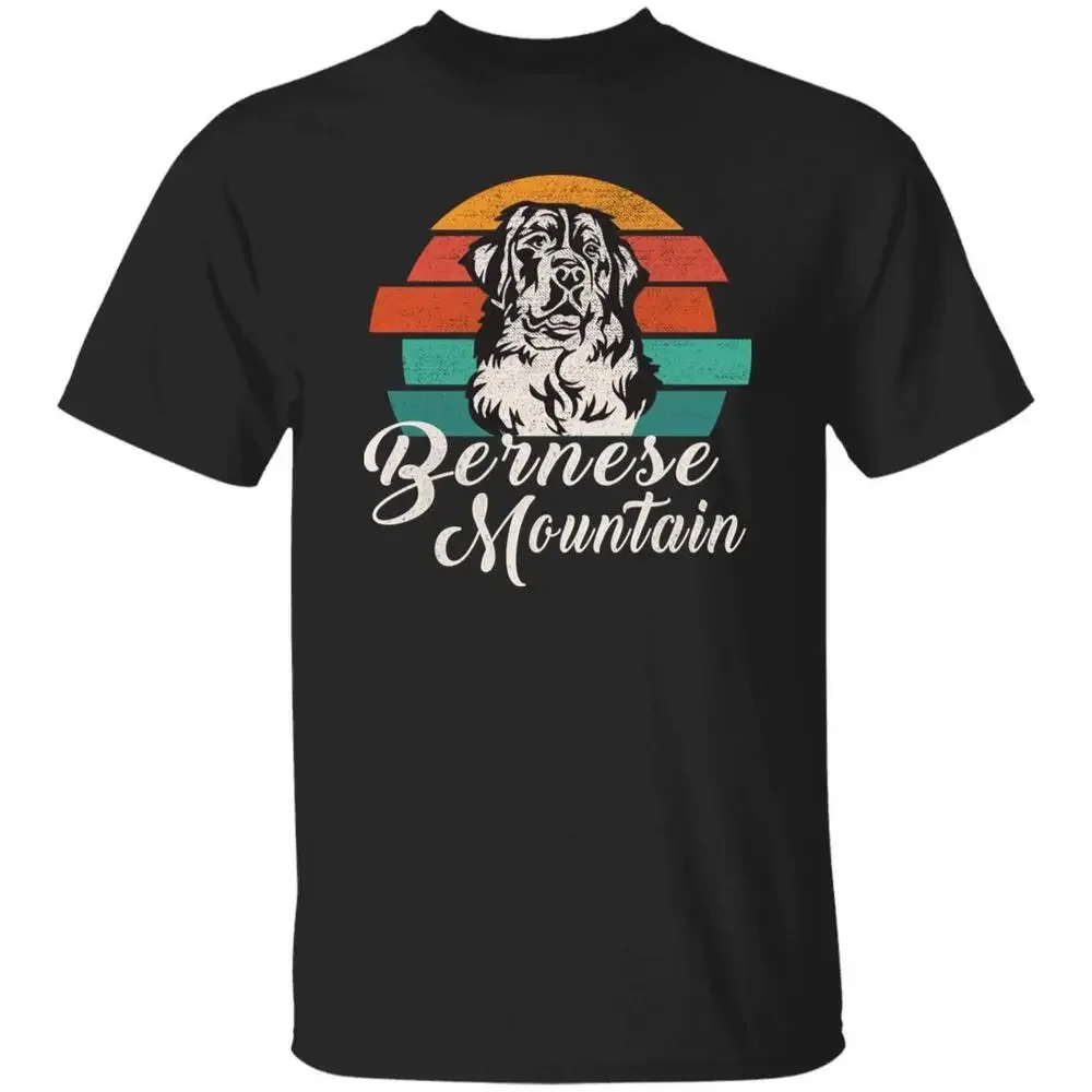 Bernese Mountain Retro Unisex T-shirt gift bernese mountain dog mom black tops Unisex Summer Short Sleeve