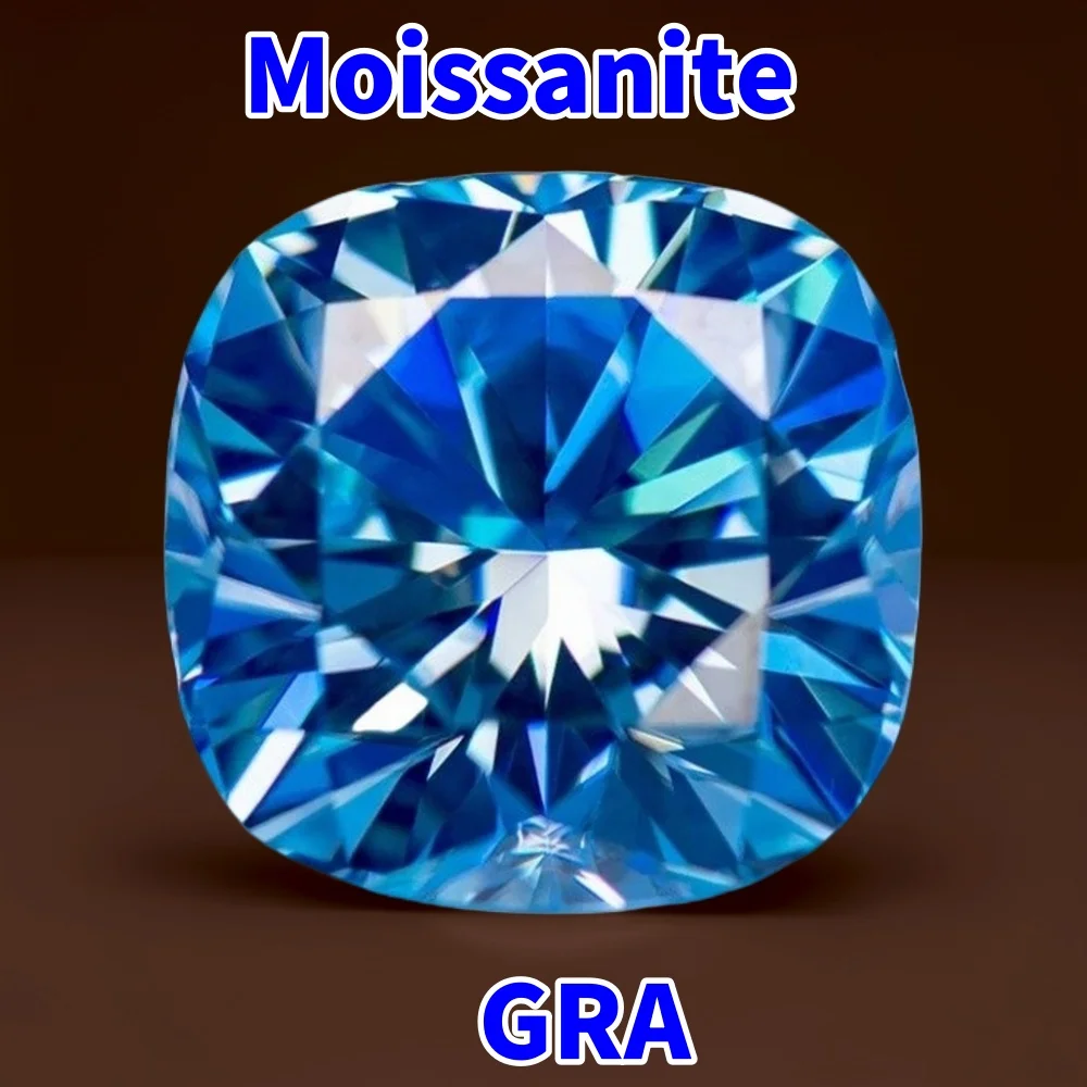 

Loose Moissanite Stones 1~5ct Cushion Shape Aquamarine Blue Moissanites Shining Gems Fine Jewelry Lab Grown Diamonds for Jewelry