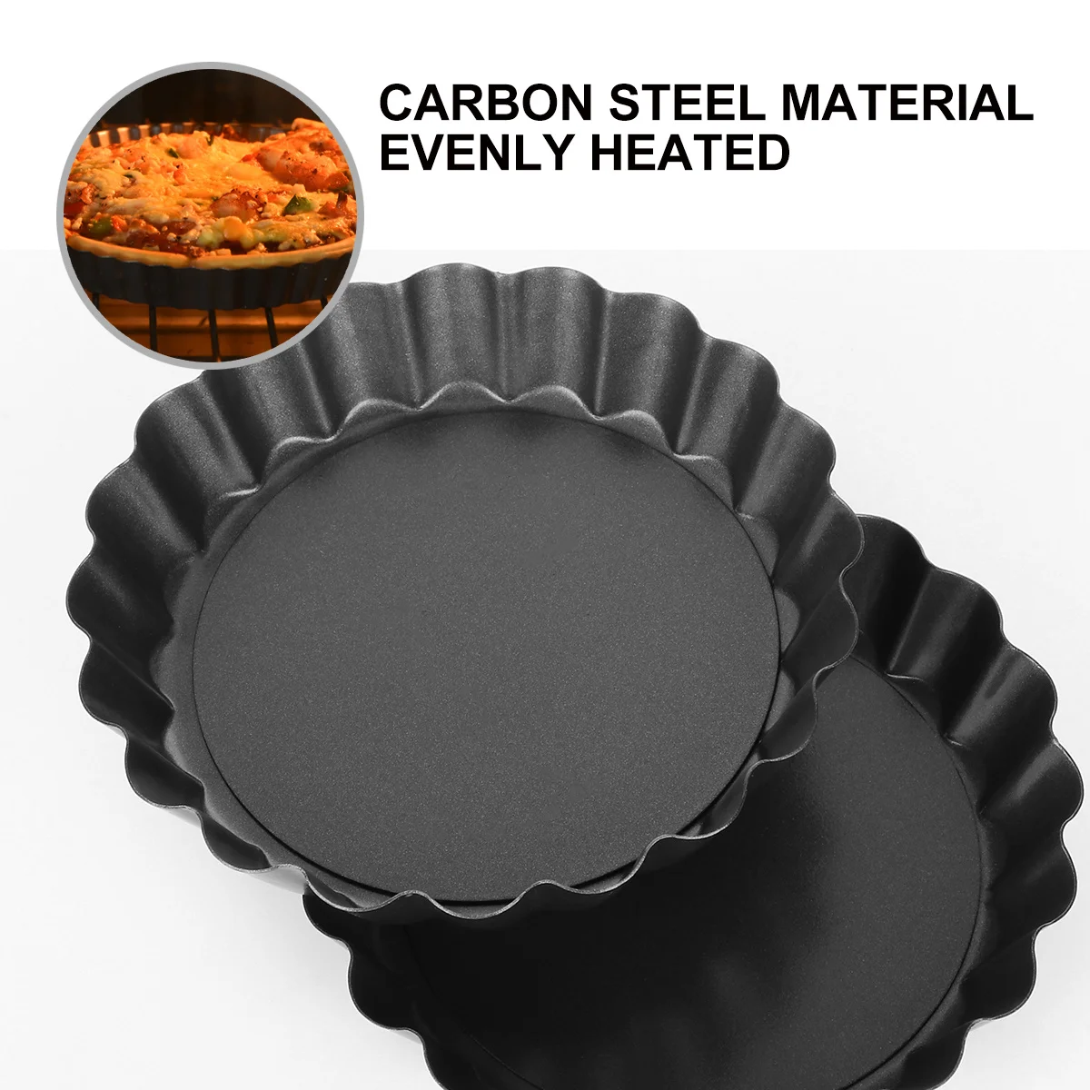 

6pcs 10Cm Round Non-Stick Carbon Steel Fluted Pie Tart Pan Removable Bottom Baking Mold For Cheesecake Muffin Quiche Baking Tray