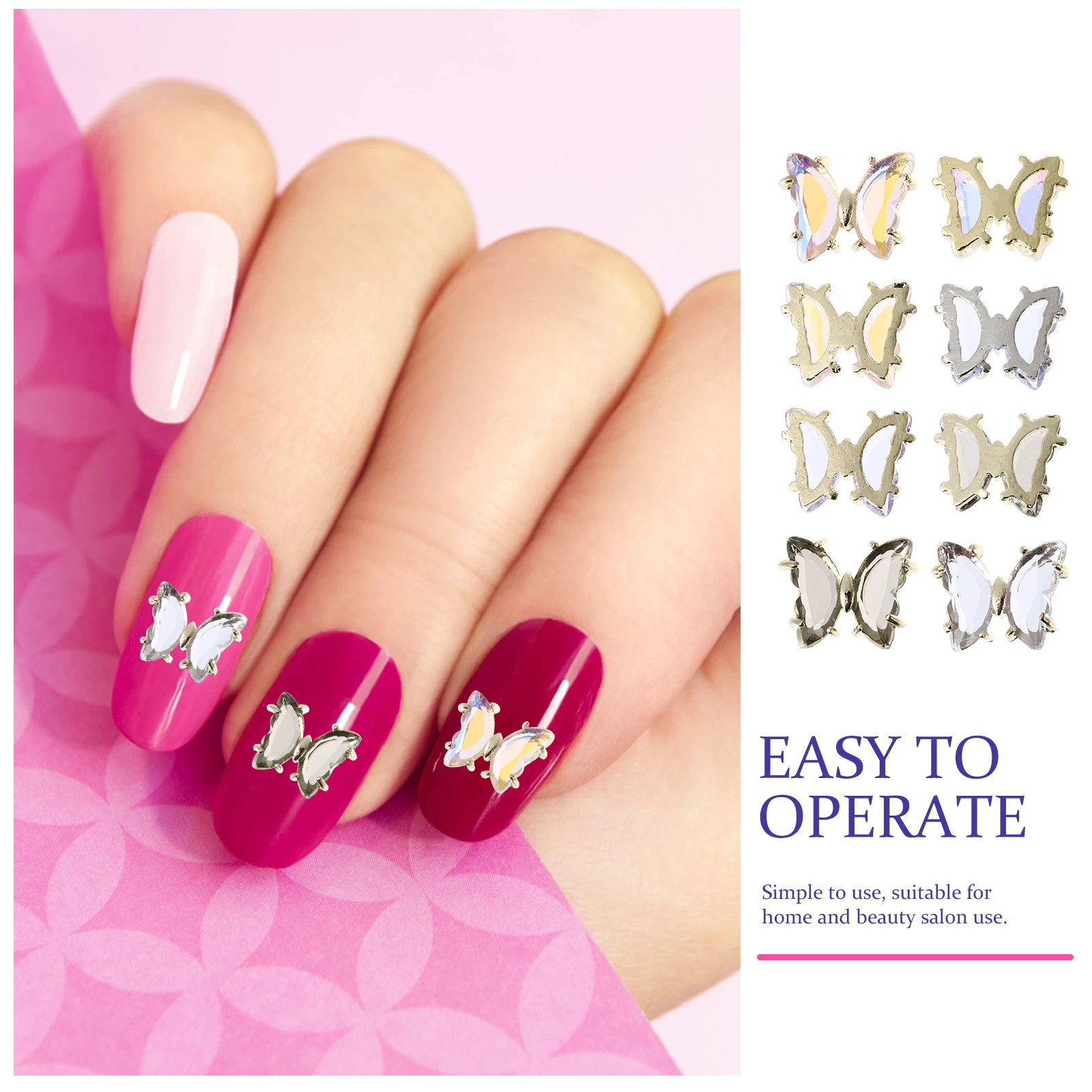 

40Pcs 3D Butterfly Nail Art Charms Zircon Manicure Decorations DIY Ornaments for Beauty Nail Charm Manicure Charms