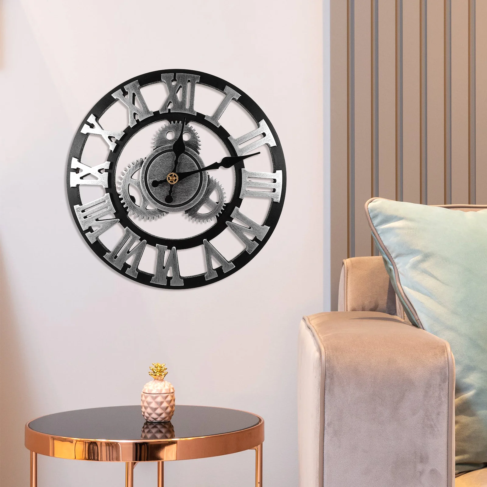 

Retro Gold Gear Wall Clock Decorative Home Art Stylish Mechanical Clock Bedroom Living Room Office Cafe Bar Hotel