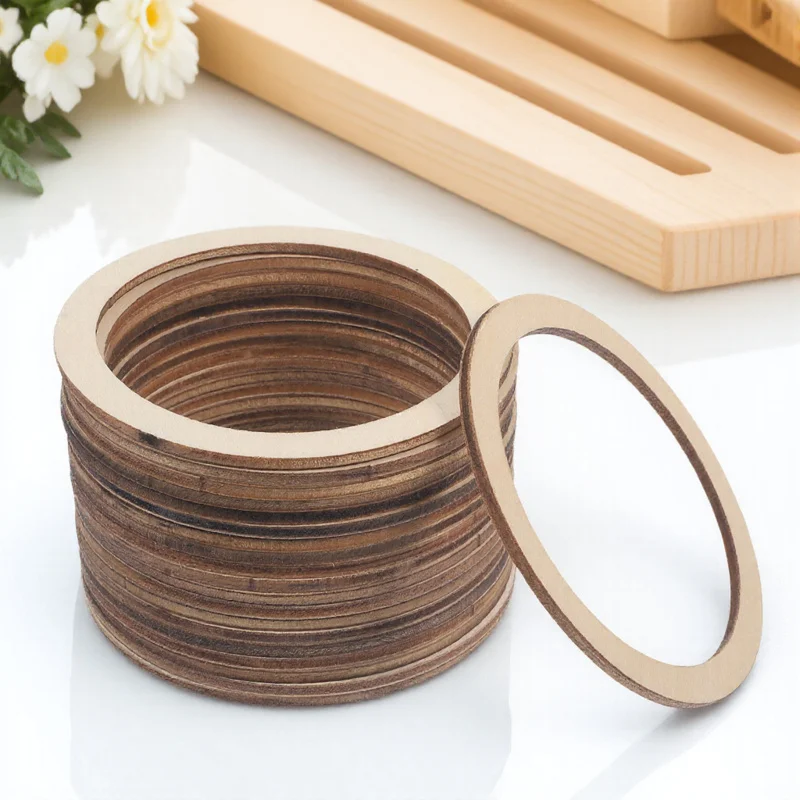 

20Pcs Wooden Circles Blank Round Rings Smooth Polished Wood Crafting Macrame Jewelry Making DIY Decor Accessories