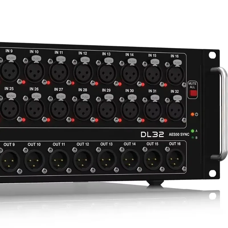 Stage box with 32 inputs and 16 outputs for stage music audio equipment for use with the M32 live digital mixer