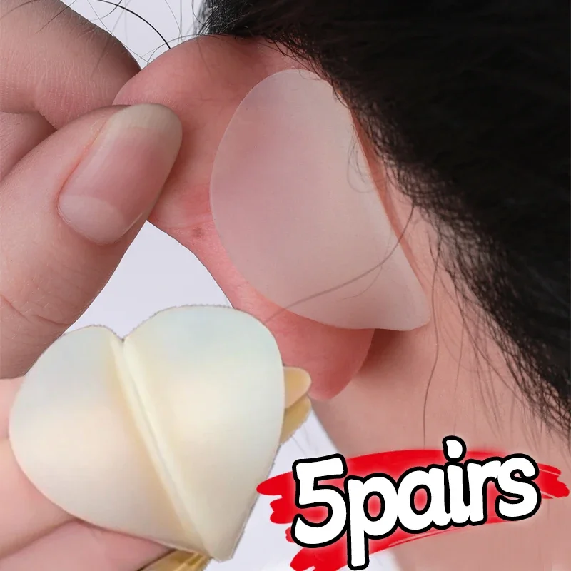 Correcteur d'oreille elfe en Silicone, 5 paires, autocollants auto-adhésifs réutilisables, quille 4D, visage en V, patchs de Support d'oreilles invisibles, cosmétiques