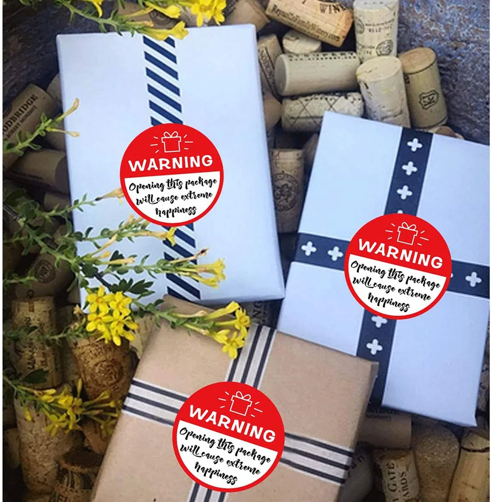 500Pcs/roll Black White Adorable Warning Sticker Labels Extreme Happiness Labels for Business Gift Wrapping Decoration