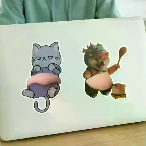 /2Pcs Cute 3D Soft Belly Dog Cat Stickers Mobile Phone Decoration Sticker