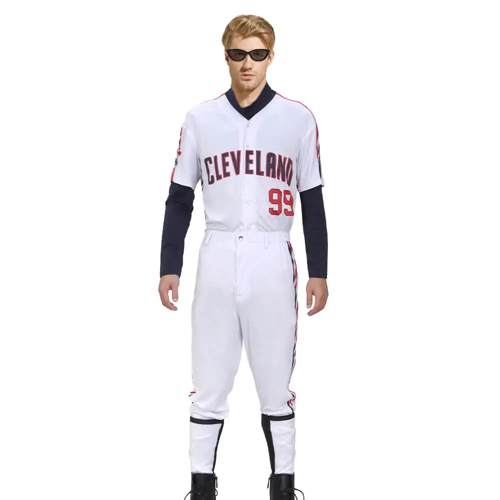 Major League Ricky Wild Thing Vaughn 99 Baseball Jersey Stitched 90s Hip Hop Retro Print Uniform Men's Cosplay Costume Takerlama