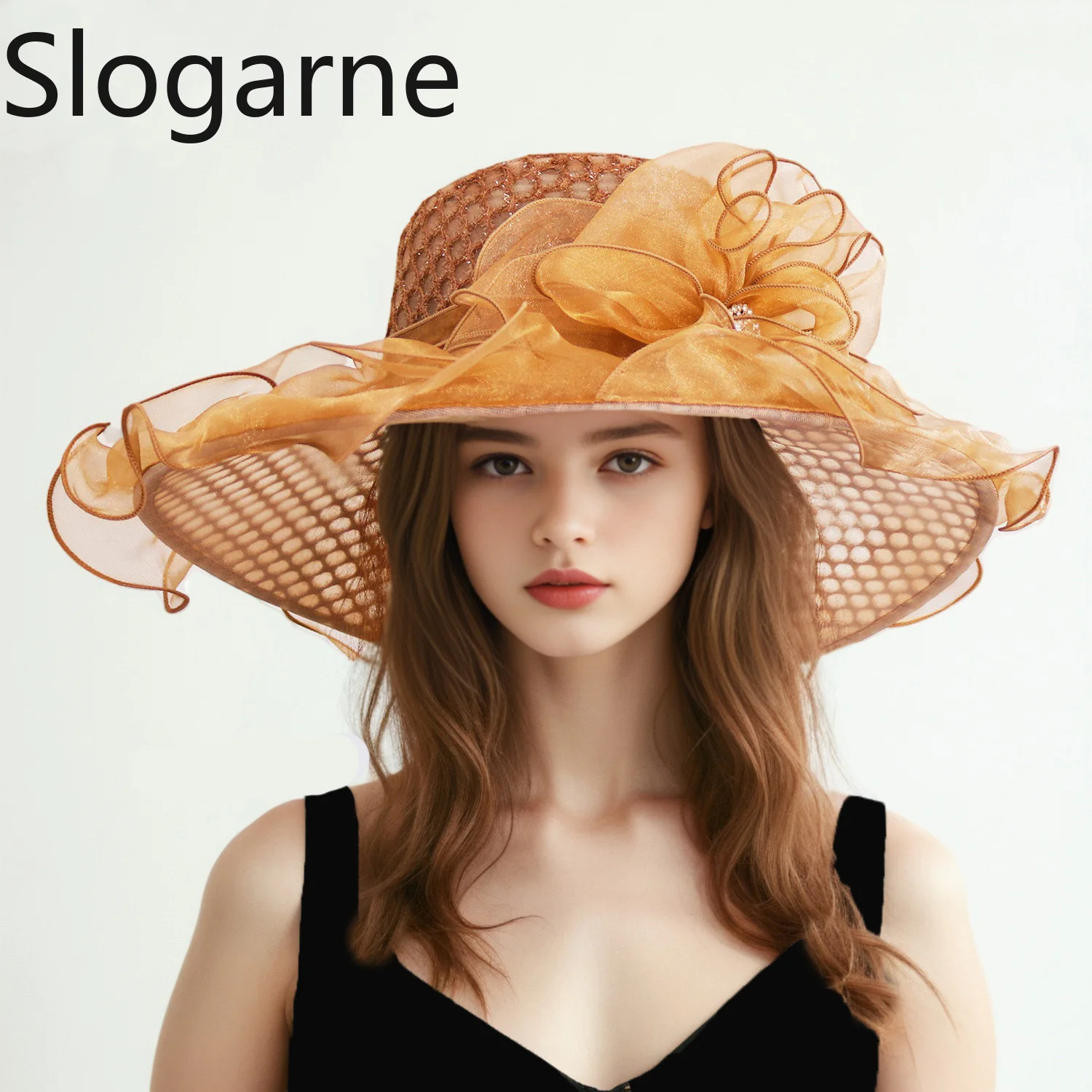Women Summer Elegant Sunhat Woman Church Wedding Hats Bride Party Headpiece Girls New Sunscreen Hats Silk Cotton Gauze Sun Hats