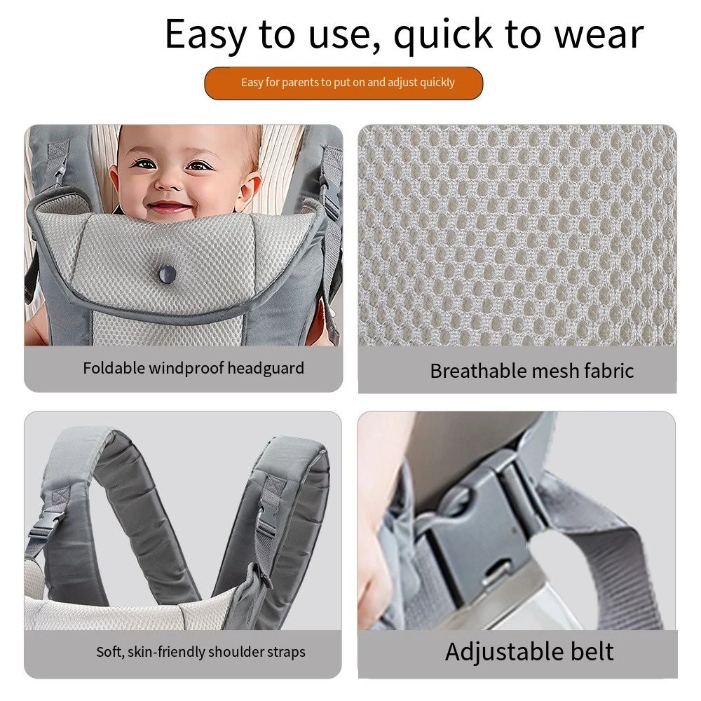 Ergonomic Newborn Kangaroo Wrap Easily Adjustable Hipseat Waist Belt Front Facing Baby Carrier Breathable 4-In-1 view 6