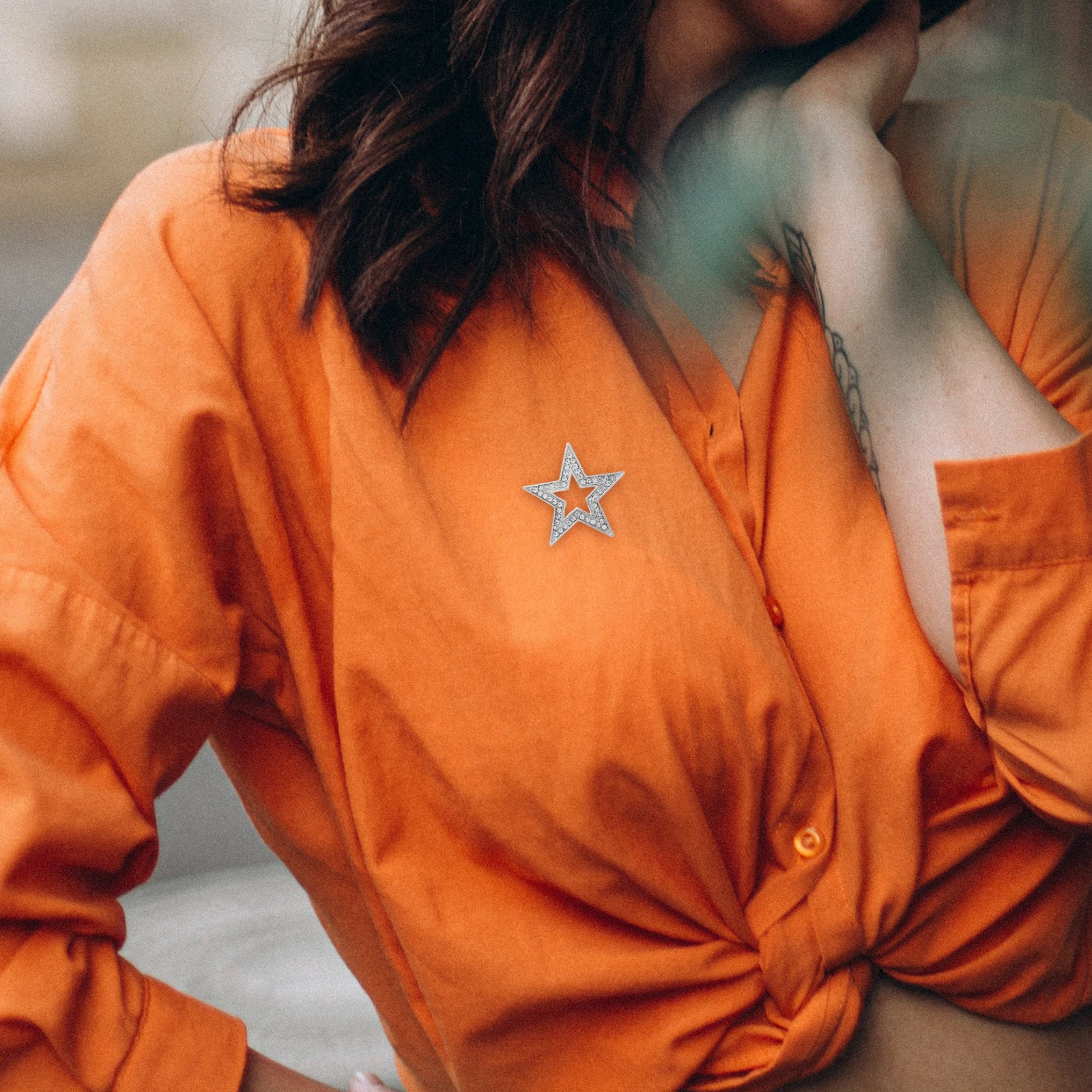 2Pcs Alloy Brooches Women Clothes Pins Elegant Cartoon Pentacle Shaped Breastpin Gifts Accessories Jewelry Decor