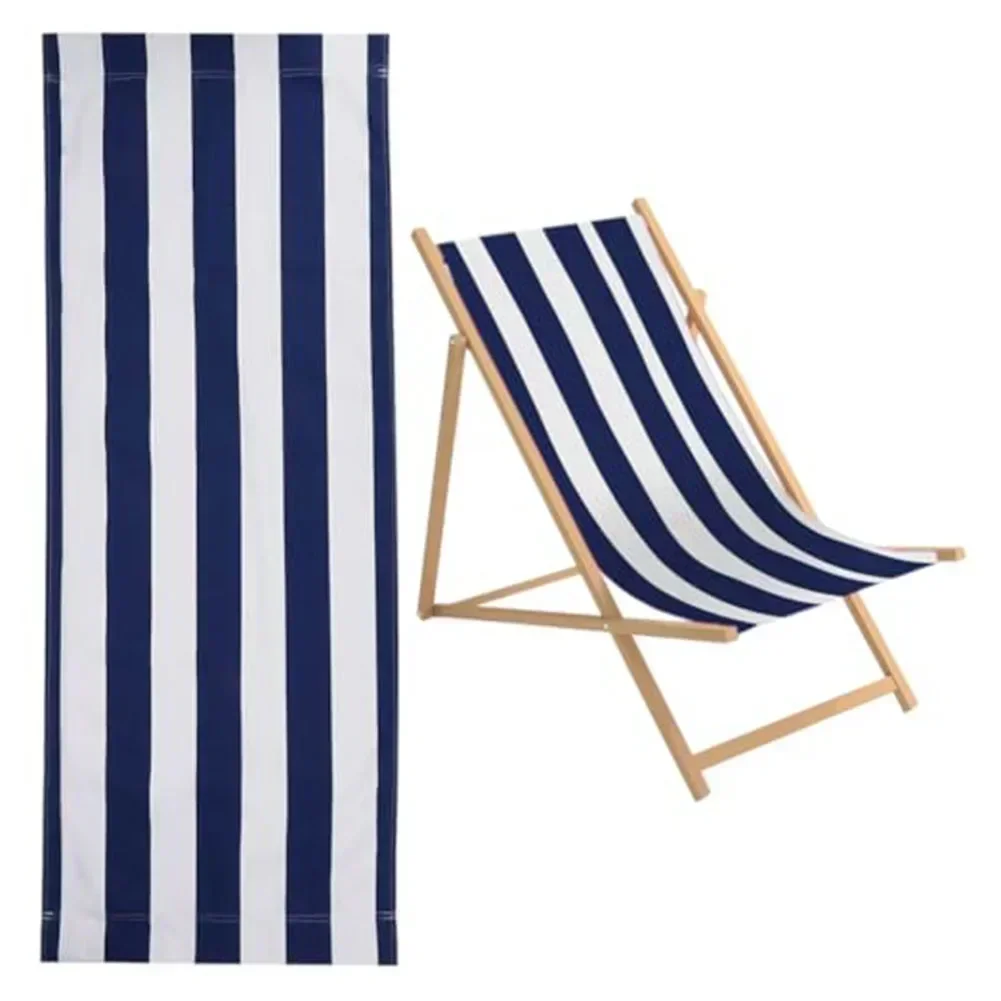 Beach Lounger Replacement Cloth Polyester Cloth Fabric 120x44 Cm Blue And White Stripes Folding Chair Cover