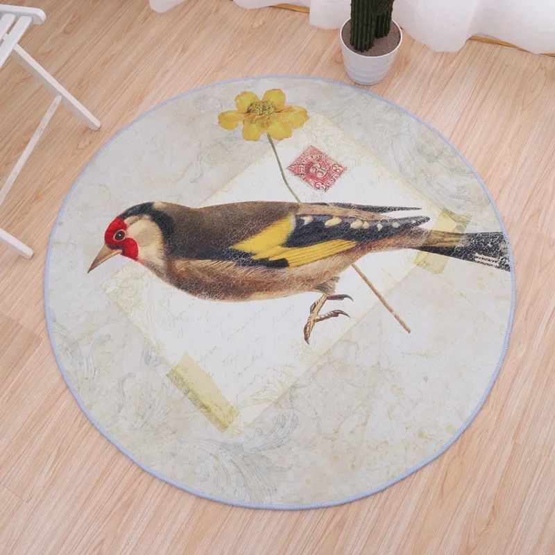Round Carpet Cartoon Bird Area Rugs Living Room Bedroom Bedside Sofa Carpets Computer Chair Floor Mats Kids Room Home Decoration