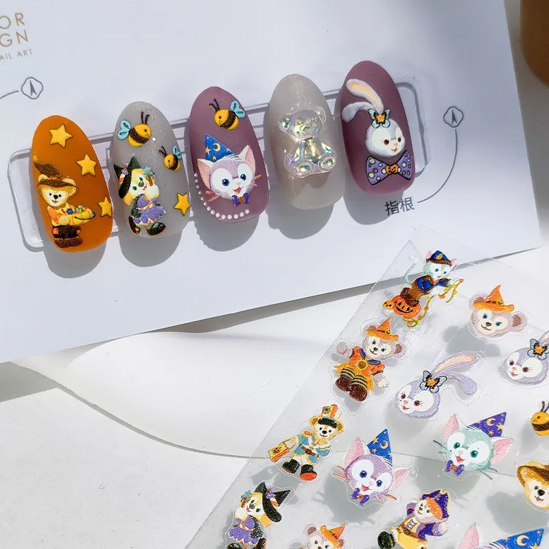 1PCS 5D Disney Nail Stickers StellaLou Judy Self-Adhesive Nail Art Accessories Cute Cartoon Mickey Minnie Mermaid Nail Parts