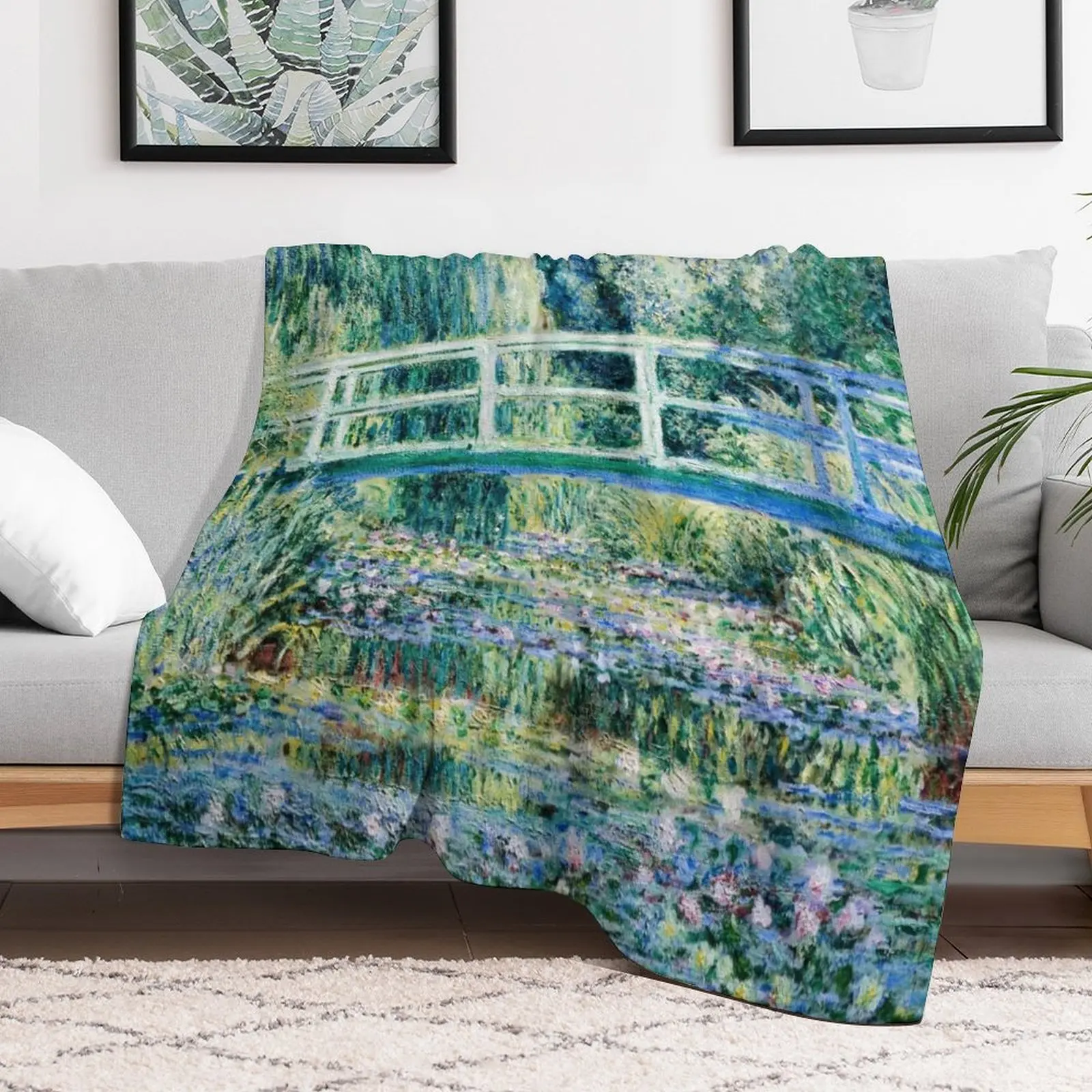 

Monet Water Lilies and Japanese Bridge 1899 Throw Blanket valentine gift ideas Soft Plaid Blankets