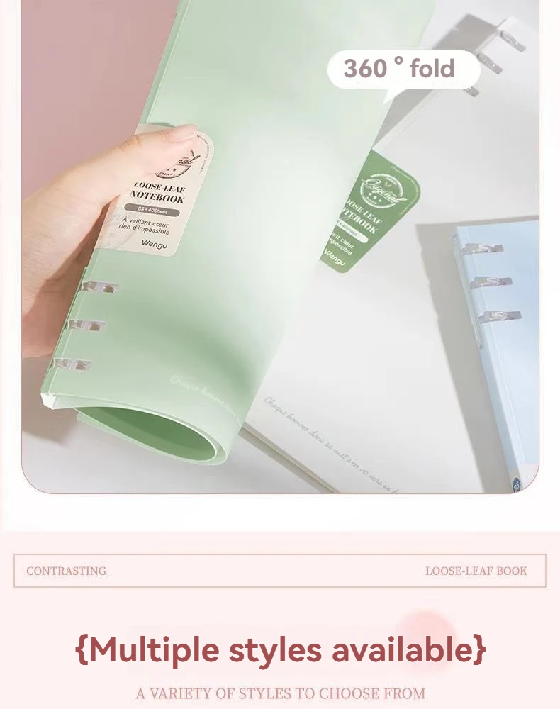 1PC Notizbuch mit drei Löchern und Clip für lose Blätter, abnehmbares, leichtes Notizbuch für Studenten, mehrere Farben erhältlich – Detail 17