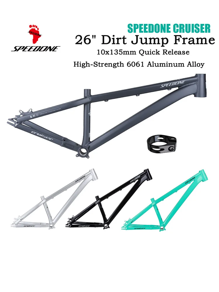 AliExpress BOLANY SPEEDONE 26" Dirt Jump MTB Frame Aluminum 315mm Short TT10×135mm QR BSA 73mm BB Disc Brake External Cable Routing AM  Custom