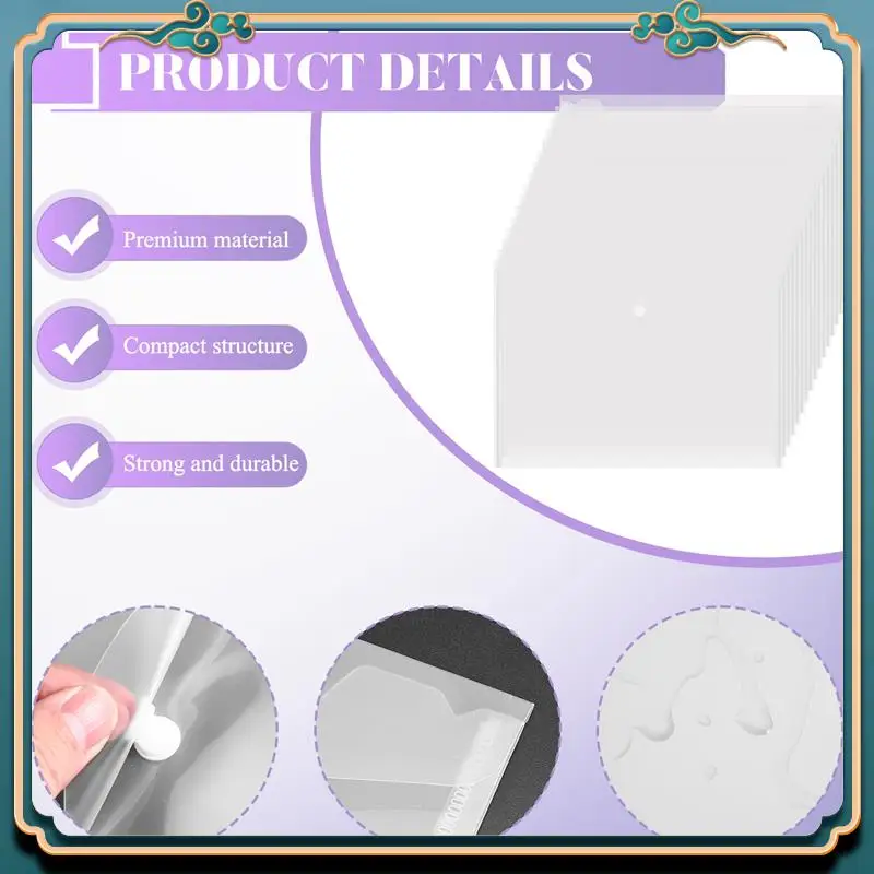 (New)-100PCS A4 Folder Bag Transparent Plastic Water Resistant File Holder File Paper Office Supplies Documents Protectors