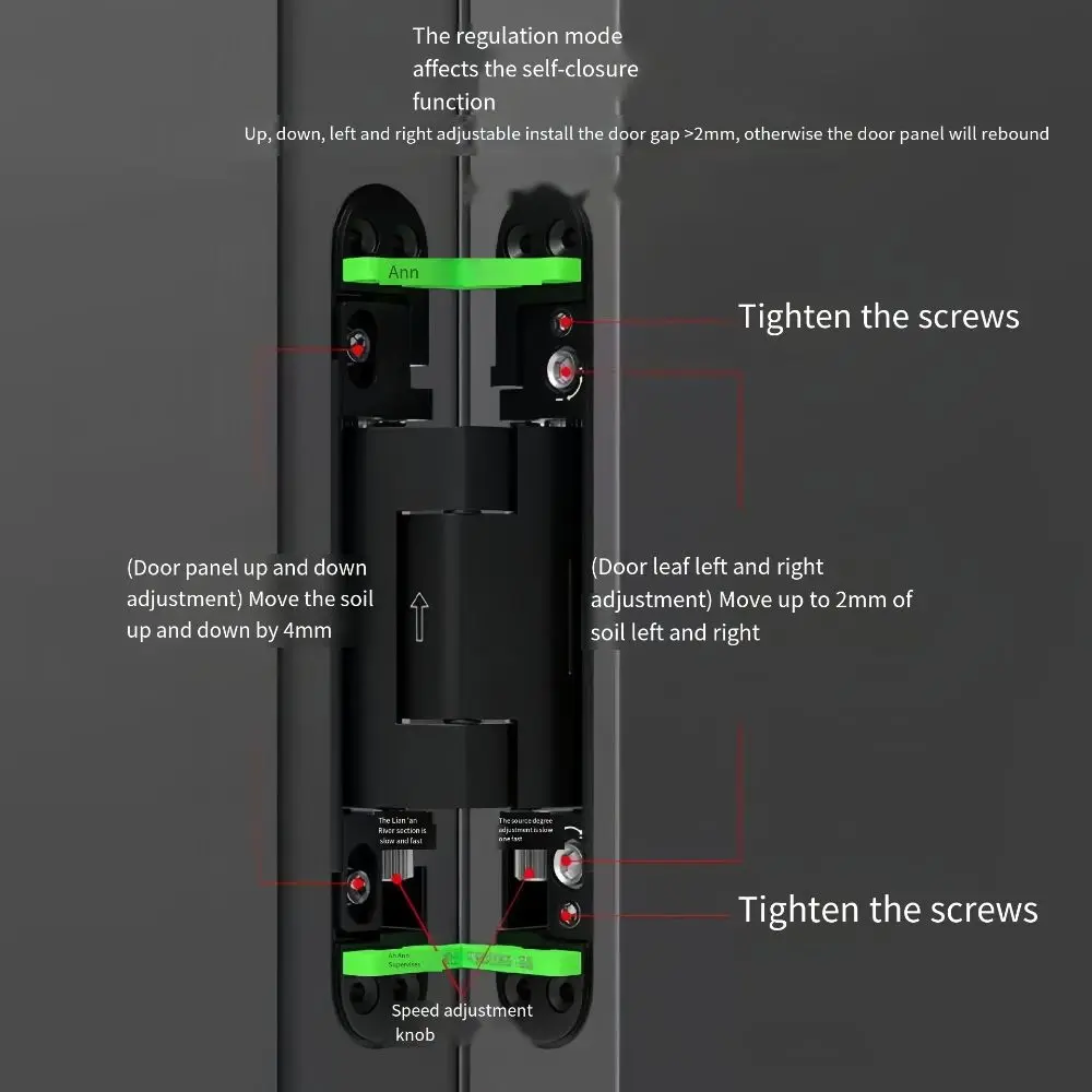 Silent Close Hydraulic Adjustable Hinge Invisible Mounting Adjustable Invisible Door Hinge Strong Bearing Capacity Folding