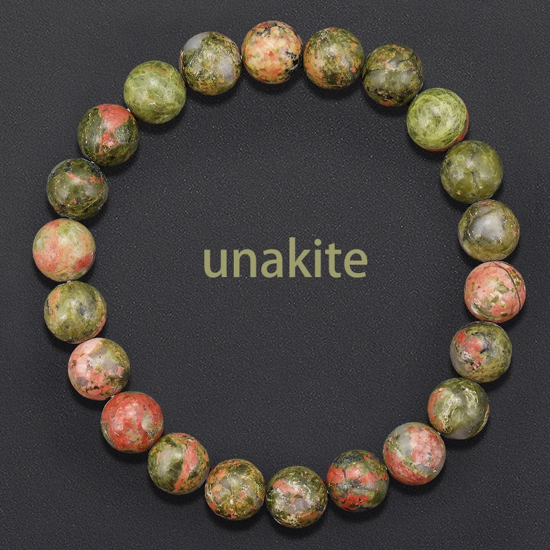 8 mm natürliches Unakit-Jaspis-Stein-Armband für Damen und Herren, runde Form, Pulsera-Armband, Schmuck, Geburtstagsgeschenk