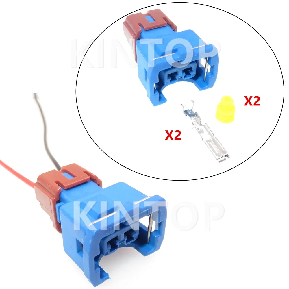 1 Set 2 Pins Car Knocking Sensor Electric AC Assembly Sealed Connector PB186-02326 Blue Auto Wiring Harness Socket With Wires