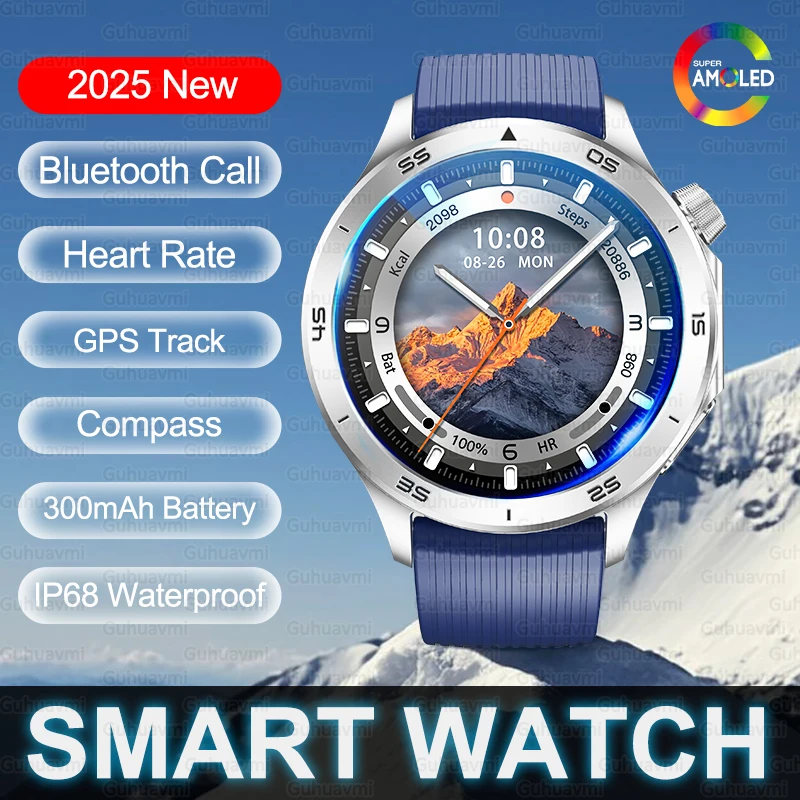 

2025 New Watch X2 Fashion Smart Watch Men 1.53'' AMOLED Outdoor GPS Compass Heart Rate IP68 Waterproof Bluetooth Call Smartwatch