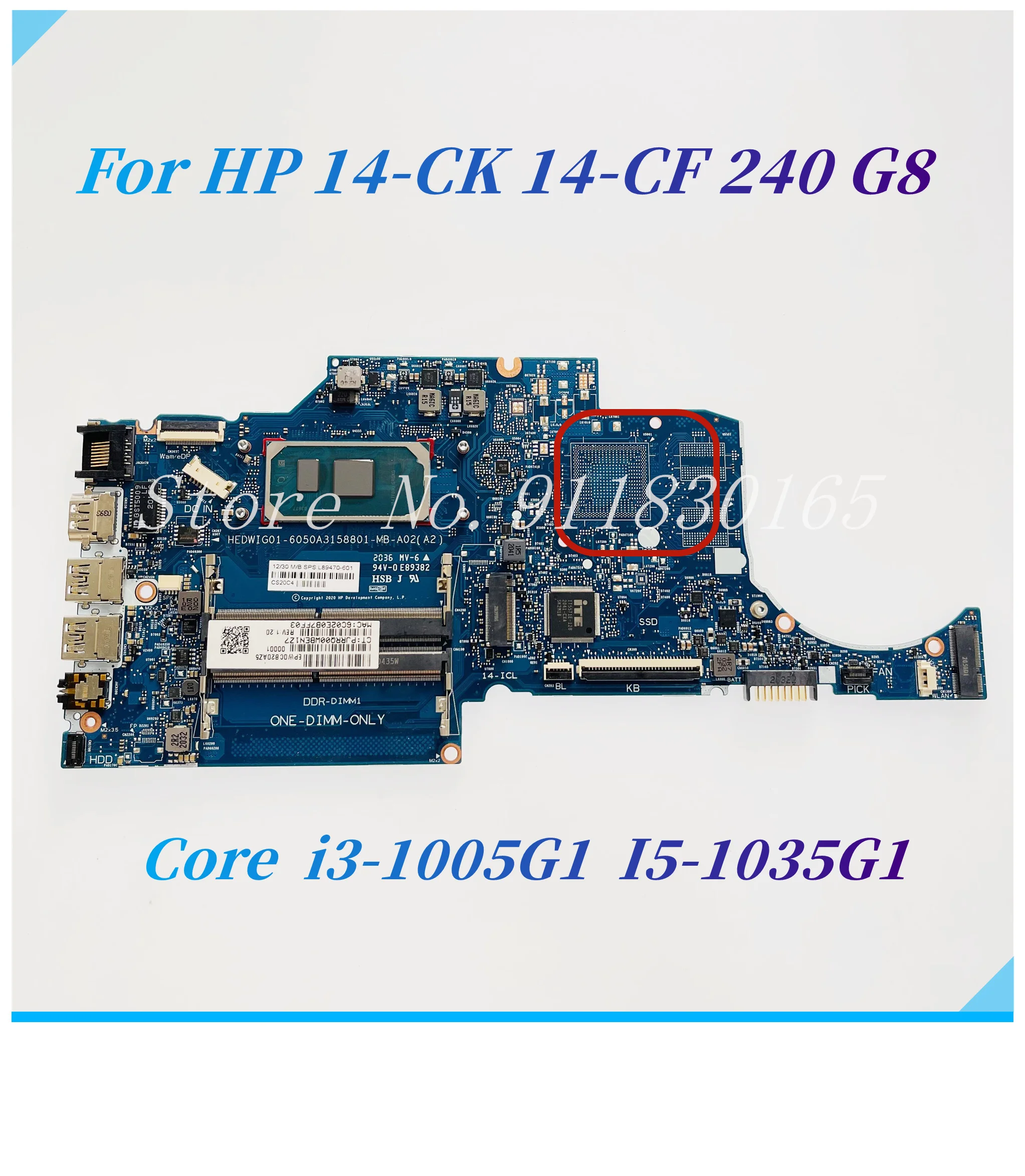 6050A3166001 6050A3158801 MB A02 L89470-601 For HP 14-CF 14-CK 240 G7 240 G8 Laptop Motherboard With i3-1005G1 i5-1035G1 CPU UMA